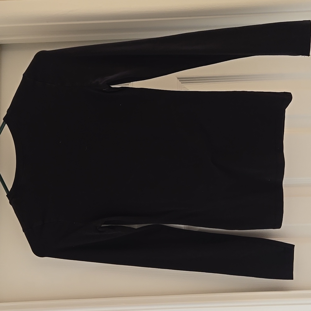 Black Long Sleeve Stretch Tee Women’s Small Cotton Blend Layering Basic - Picture 4 of 9